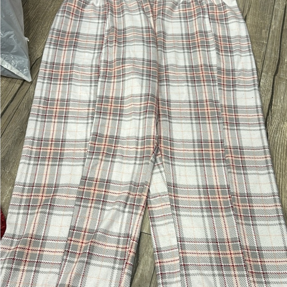 Plaid Lounge Pants in Gray and Red